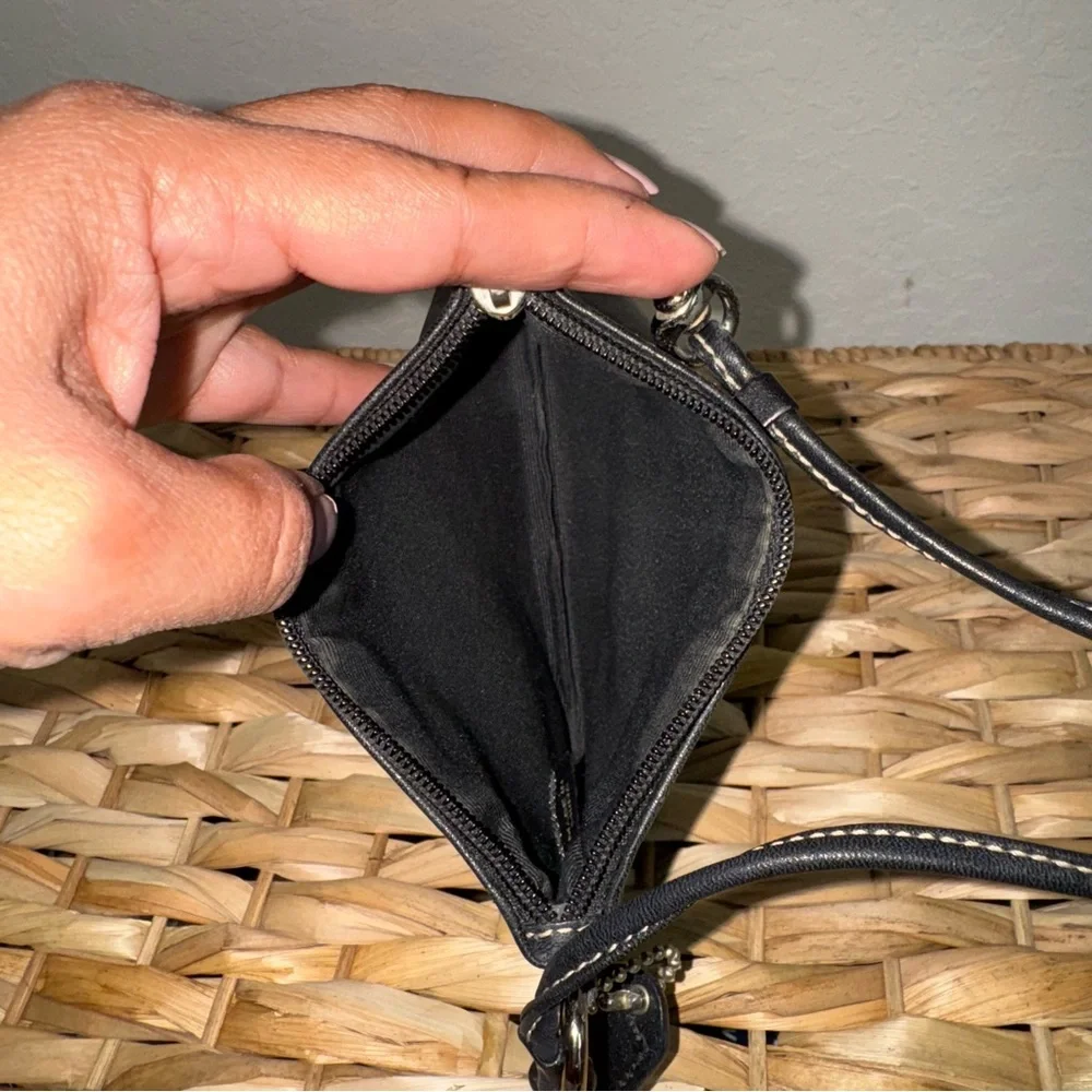 Coach Black Leather Coin/Wristlet Bag